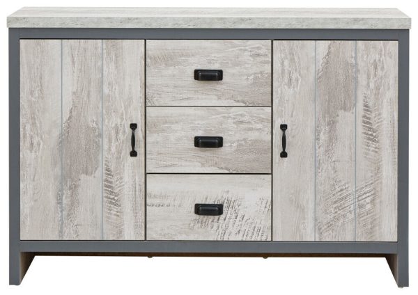 BOSTON 2 DOOR 3 DRAWER SIDEBOARD GREY loft studio apartment furniture - Image 2