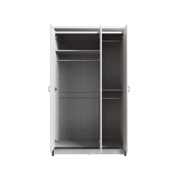 Boston 3 Door Wardrobe Hanging Rails Storage Unit Shelves Bedroom White - Image 4