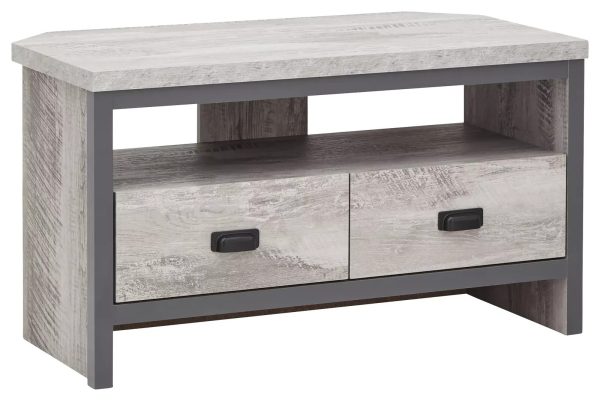 Boston Corner TV Unit Grey Distressed finish