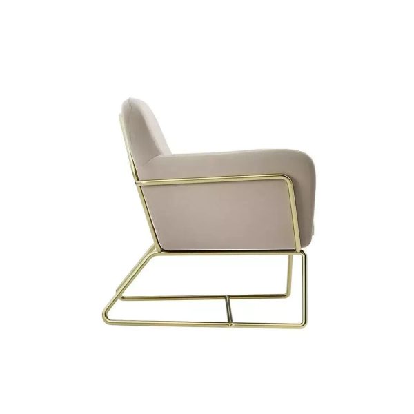 CHARLES VELVET BEIGE ARMCHAIR GOLD LEG  OCCASIONAL SEAT Minor graded please read - Image 4