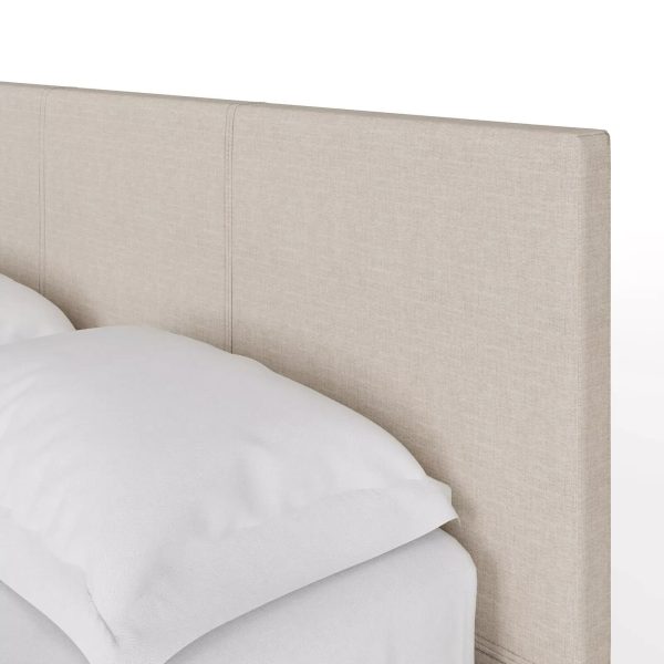 End Lift Ottoman Gas Lift Storage Bed 120CM Small Double Fabric Natural - Image 5