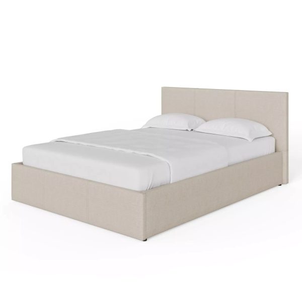 End Lift Ottoman Gas Lift Storage Bed 120CM Small Double Fabric Natural - Image 7