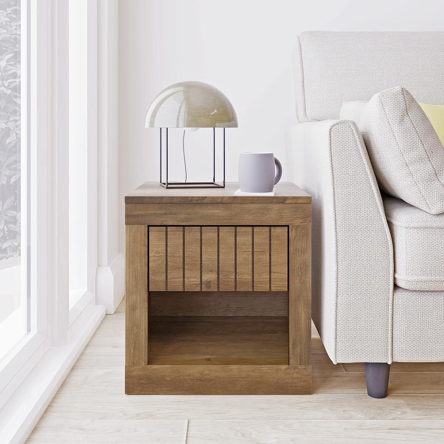 GFW Cartmel Wooden Lamp Side Table With Storage Drawer