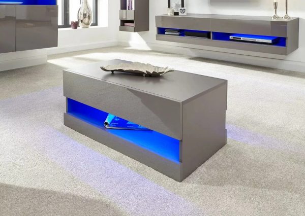 Galicia Floor LED Coffee TV Unit Entertainment Storage High Gloss Living Room - Image 3