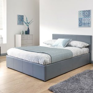 Grey End Lift 5ft King Ottoman faux leather gas lift up storage bed