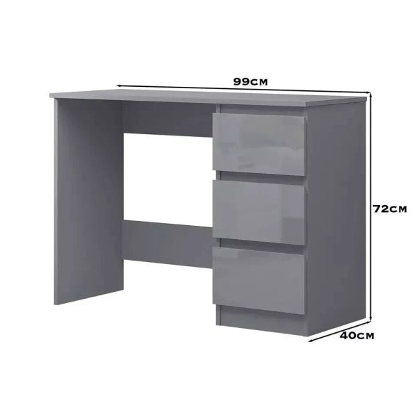 Grey Gloss 3 Drawers with Grey Matt Frame Dressing Table Home Office Desk - Image 7