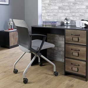 Industrial Brown Black Wood Effect 3 Drawer Office Desk - Retro Locker Design