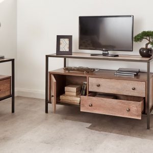 Industrial Style TV Unit loft apartment style decor media entertainment unit
