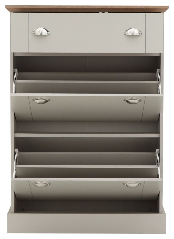 KENDAL DELUXE SHOE CABINET GREY DRAWER & PULL OUT - Image 7
