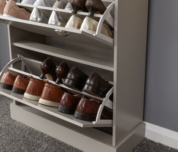 KENDAL DELUXE SHOE CABINET GREY DRAWER & PULL OUT - Image 12