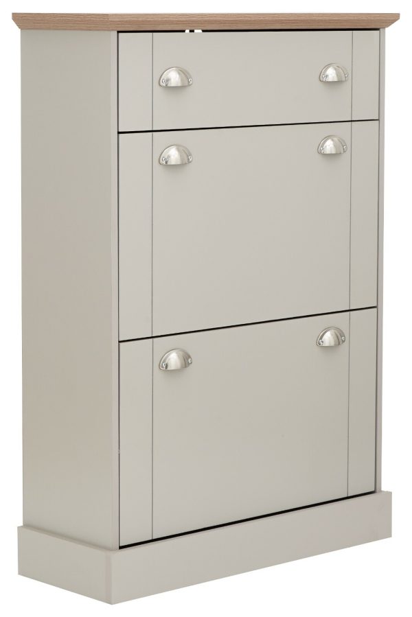 KENDAL DELUXE SHOE CABINET GREY DRAWER & PULL OUT - Image 5