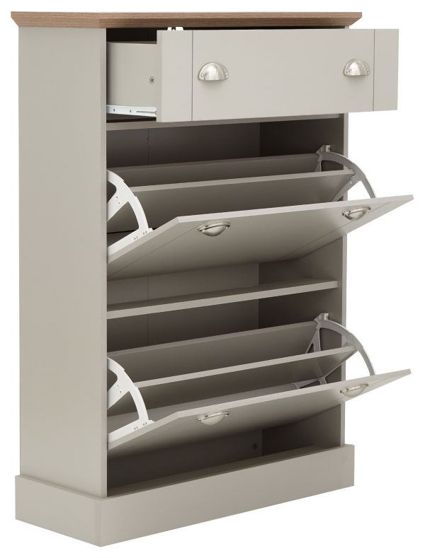 KENDAL DELUXE SHOE CABINET GREY DRAWER & PULL OUT - Image 6