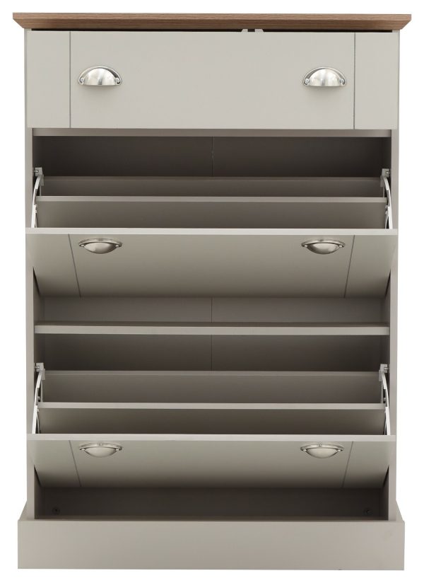 KENDAL DELUXE SHOE CABINET GREY DRAWER & PULL OUT - Image 7