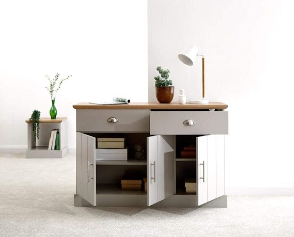 Kendal Grey Cabinet Unit with 2 Drawers & 3 Door Storage Cupboard Sideboard - Image 3