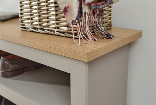 Lancaster 2 Shelf Shoe Storage bench Unit Grey & Oak Simple design - Image 10