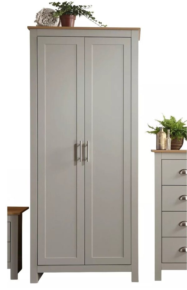Lancaster Country Style 2 Door Wardrobe Robe Grey