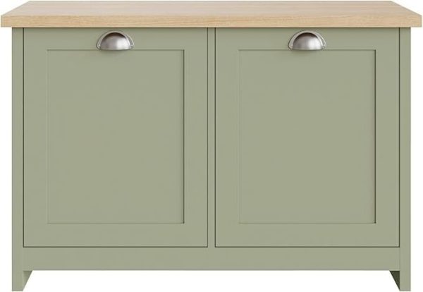 Lancaster Hallway Shoe Storage bench Unit Sage Green 2 Door Cupboard - Image 4