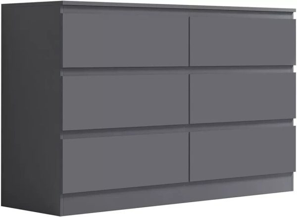 Large 6 Drawer Chest in Dark Grey Matt finish Scratch Resistant Deep drawers - Image 3