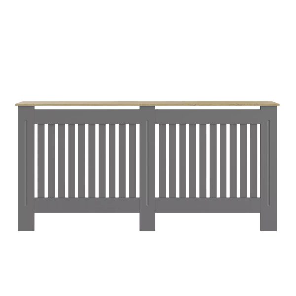 Longslow Extra Large Radiator Cover Grey MDF Slatted Wood Top Shelf Storage - Image 4