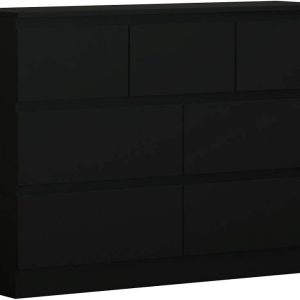 Matt Black Chest Of 7 Drawers Bedroom Furniture Scratch Resistant Merchant
