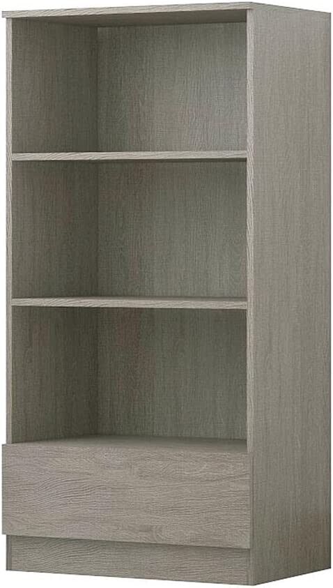 Narvik Rustic Oak Modern 1 Drawer Compact Bookcase 3 Shelves 121cm Tall Shelf