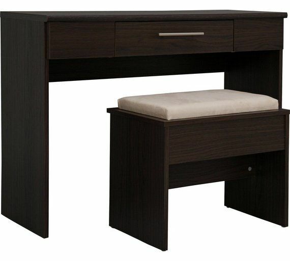 Normandy 1 Drawer Dressing Room Table Dresser & Stool Desk Dark Oak Espresso