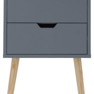 Nyborg 2 drawer bed side chest of Drawers cabinet Scandinavian style Dark Grey