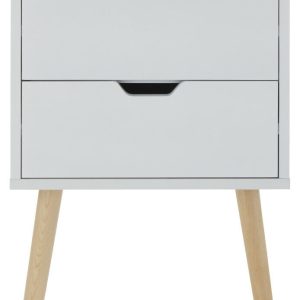 Nyborg 2 drawer bed side chest of Drawers cabinet Unit Scandinavian style White