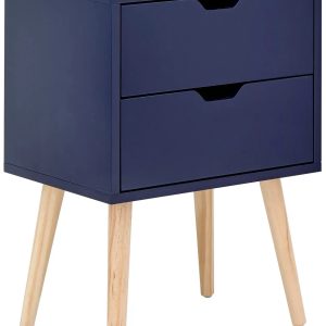 Nyborg Single 2 Drawer Bedside Cabinet Lamp Table Nightstand Blue