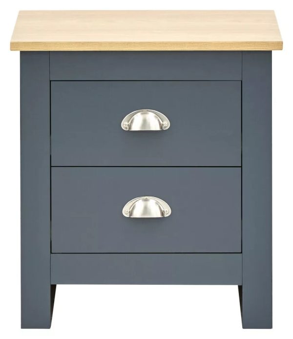 Pair of 2 drawer bed side drawers Country style bedroom furniture Blue Lancaster - Image 3