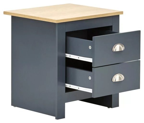 Pair of 2 drawer bed side drawers Country style bedroom furniture Blue Lancaster - Image 4