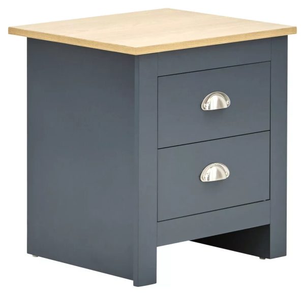 Pair of 2 drawer bed side drawers Country style bedroom furniture Blue Lancaster - Image 5