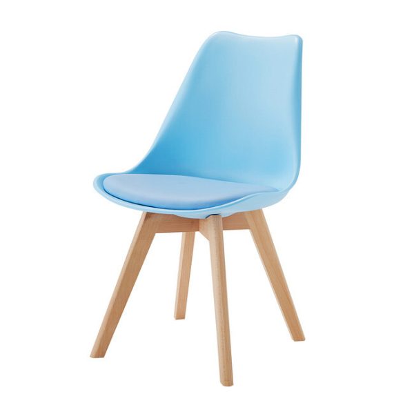 Pair of Louvre Baby Blue Plastic & Beech Cushioned Contemporary Dining Chairs - Image 3