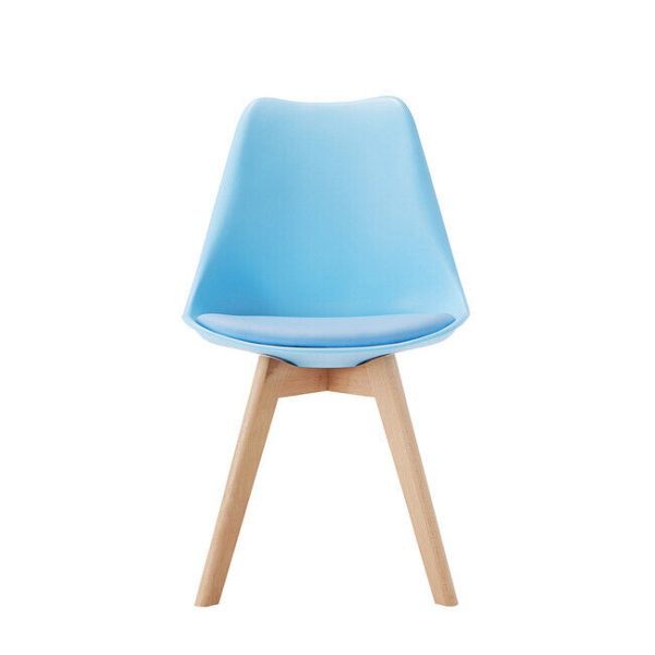 Pair of Louvre Baby Blue Plastic & Beech Cushioned Contemporary Dining Chairs - Image 4
