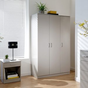 Panama 4 Piece 3 Door Wardrobe Set 2x bed side 3+2 drawer chest of drawers Grey