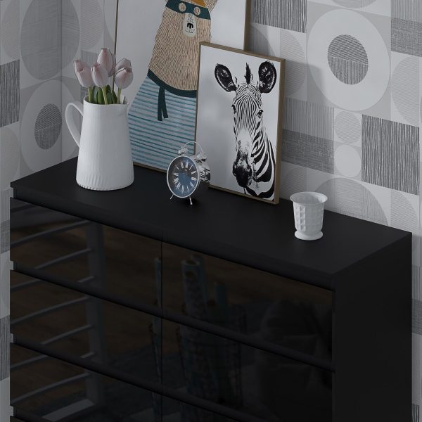 Stora 8 Drawer Chest of Drawers Black Gloss Front Drawers Black Matt Frame - Image 3