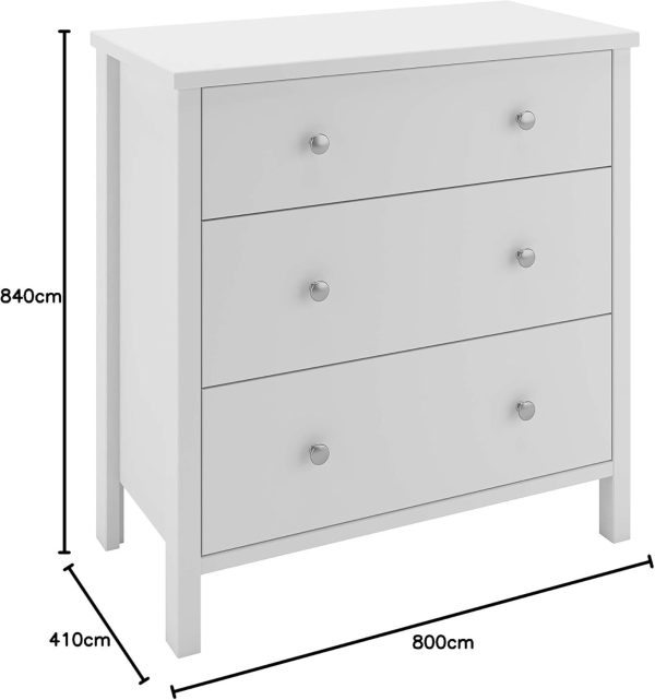 White 3 Drawer Chest Of Drawers - Image 3