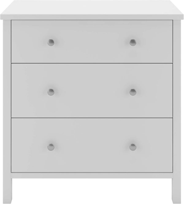 White 3 Drawer Chest Of Drawers - Image 4