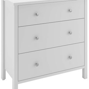 White 3 Drawer Chest Of Drawers