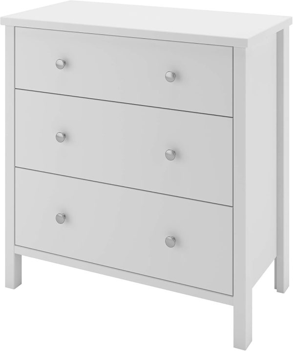 White 3 Drawer Chest Of Drawers - Image 5
