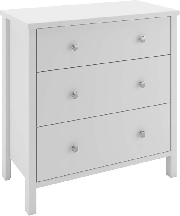 White 3 Drawer Chest Of Drawers