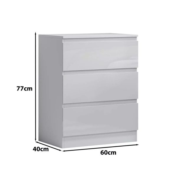White Gloss Fronts Chest of Drawers 3 Drawer Bedroom Furniture stylish - Image 6
