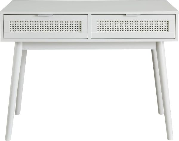 White Rattan 2 Drawer Console Desk Hallway H75 W100 D50cm country style - Image 3