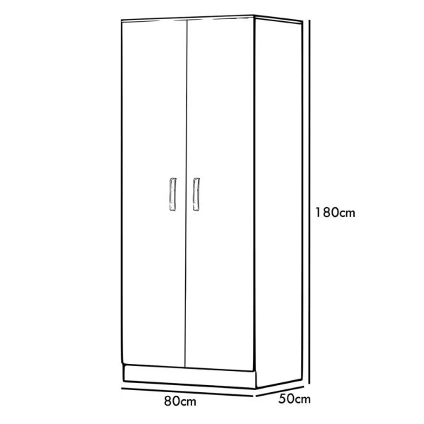 2 Door Wardrobe Bedroom Furniture Metal T-Bar Handles White inner shelf - Image 5
