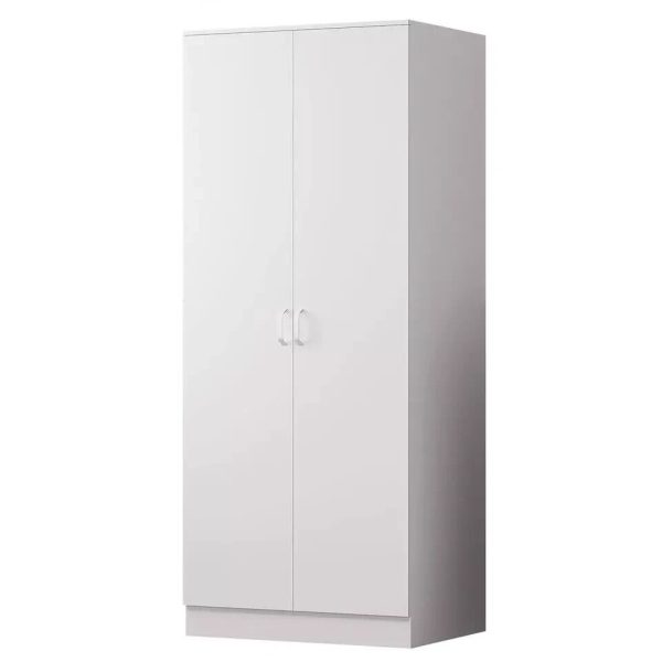 2 Door Wardrobe Bedroom Furniture Metal T-Bar Handles White inner shelf