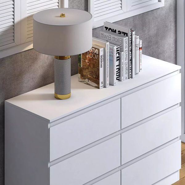 6 Drawer Chest of Drawers Matt White Modern Bedroom Storage Scratch Resistant - Image 4