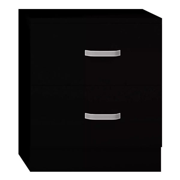 Bedside Cabinet Matt Black Bedroom Furniture Metal T-Bar Handles 2 Drawer - Image 3