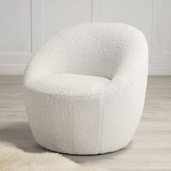 Cocoon Boucle Chair In Off White Soft Curved Brand New Free Delivery - Image 5