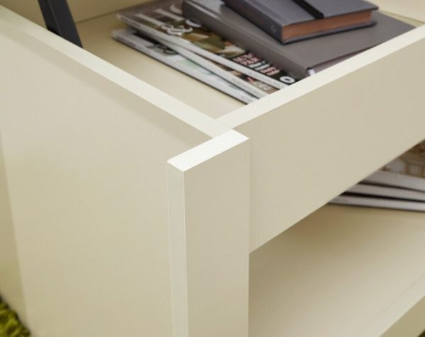 Cream and Oak Lift Up Coffee Table with shelf Lancaster Range - Image 6