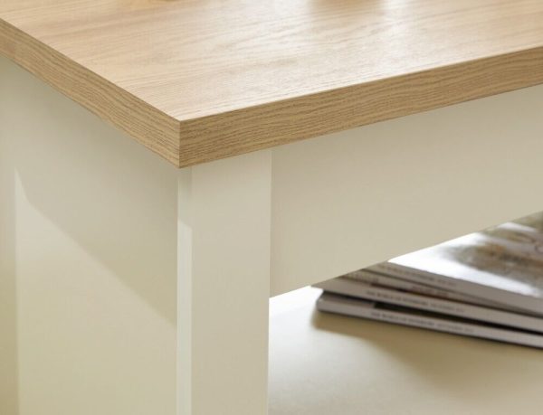 Cream and Oak Lift Up Coffee Table with shelf Lancaster Range - Image 9